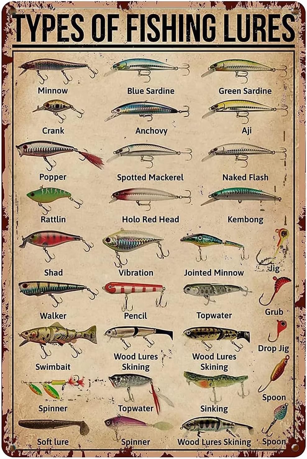 1d, 낚시 미끼 종류에 관한 지식 빈티지 틴 사인 욕 - Fishing Lure 리뷰 및 가격